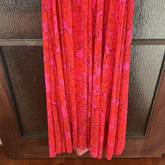 Badgley Mischka Elegant Strapless Floral Dress in Red and Pink size 12 - Picture 10 of 14